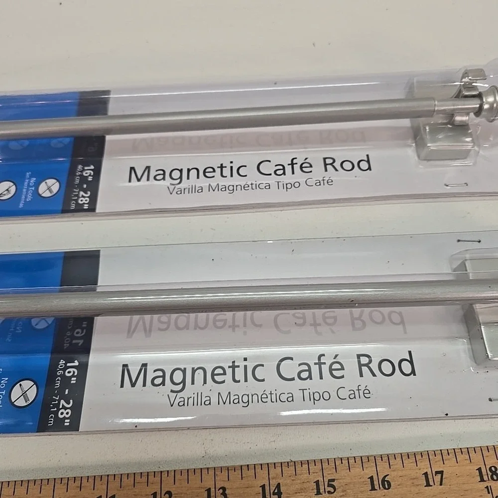 2 Magnetic Curtain Rods Adjustable 16